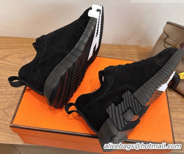 Charming Hermes Bouncing Sneakers in Perforated Suede Black 2026 H261013