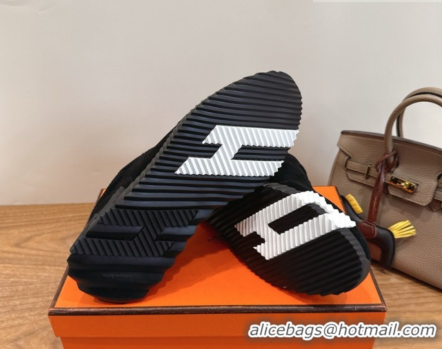 Charming Hermes Bouncing Sneakers in Perforated Suede Black 2026 H261013