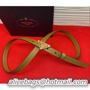 Luxury Cheap Prada Saffiano Leather Belt 1.5cm with Silver Triangle Logo Buckle PR091201 Beige 2025