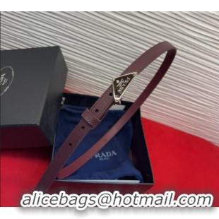 Best Product Prada Saffiano Leather Belt 1.5cm with Silver Triangle Logo Buckle PR091201 Burgundy 2025