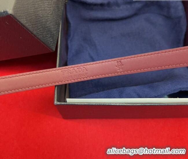 Best Product Prada Saffiano Leather Belt 1.5cm with Silver Triangle Logo Buckle PR091201 Burgundy 2025