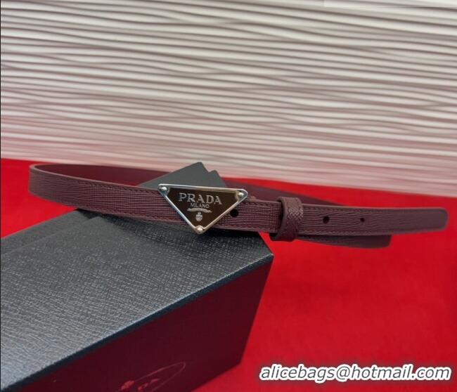 Best Product Prada Saffiano Leather Belt 1.5cm with Silver Triangle Logo Buckle PR091201 Burgundy 2025