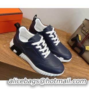Good Product Hermes Bouncing Sneakers in Perforated Calfskin Leather Blue/White 2026 H261013