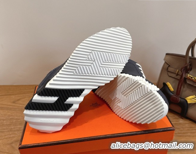 Good Product Hermes Bouncing Sneakers in Perforated Calfskin Leather Blue/White 2026 H261013