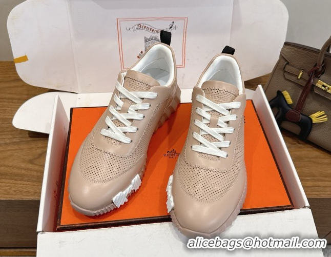 Charming Hermes Bouncing Sneakers in Perforated Calfskin Leather Nude 2026 H261013