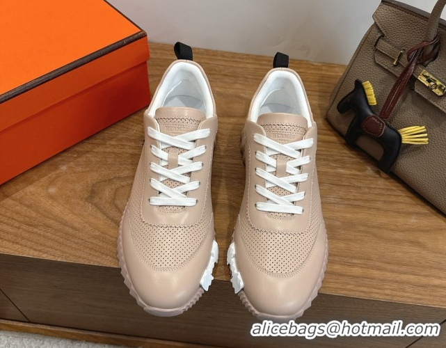Charming Hermes Bouncing Sneakers in Perforated Calfskin Leather Nude 2026 H261013