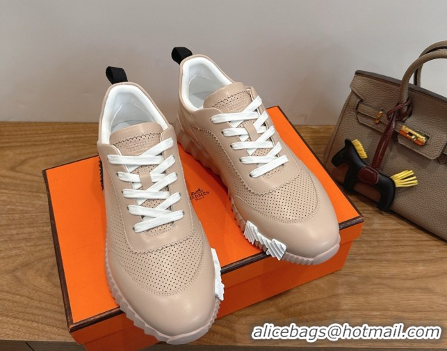 Charming Hermes Bouncing Sneakers in Perforated Calfskin Leather Nude 2026 H261013