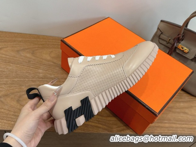 Charming Hermes Bouncing Sneakers in Perforated Calfskin Leather Nude 2026 H261013