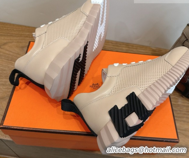 Charming Hermes Bouncing Sneakers in Perforated Calfskin Leather Nude 2026 H261013