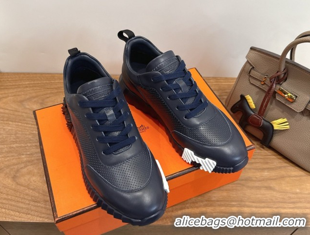 Popular Style Hermes Bouncing Sneakers in Perforated Calfskin Leather Blue Upper 2026 H261013
