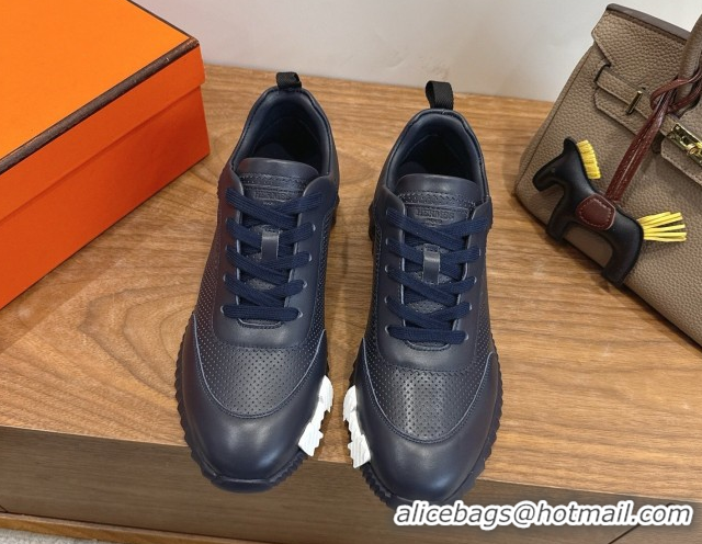 Popular Style Hermes Bouncing Sneakers in Perforated Calfskin Leather Blue Upper 2026 H261013