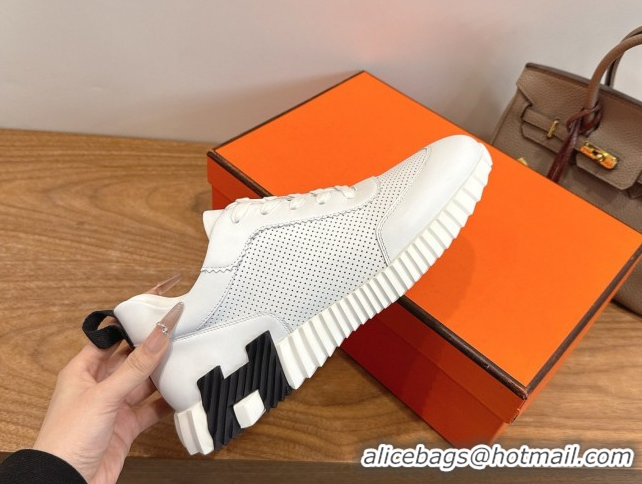 Top Grade Hermes Bouncing Sneakers in Perforated Calfskin Leather White Upper 2026 H261013