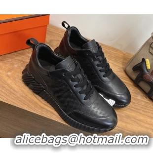 Good Quality Hermes Bouncing Sneakers in Perforated Calfskin Leather Black Upper 2026 H261013