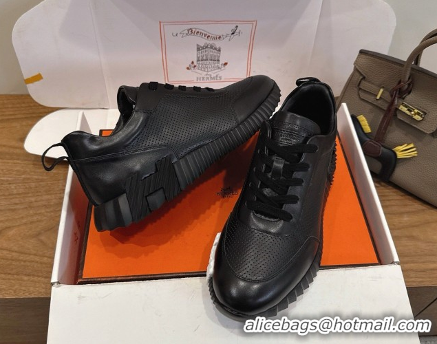 Good Quality Hermes Bouncing Sneakers in Perforated Calfskin Leather Black Upper 2026 H261013