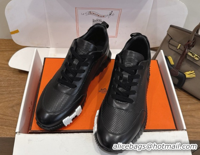 Good Quality Hermes Bouncing Sneakers in Perforated Calfskin Leather Black Upper 2026 H261013