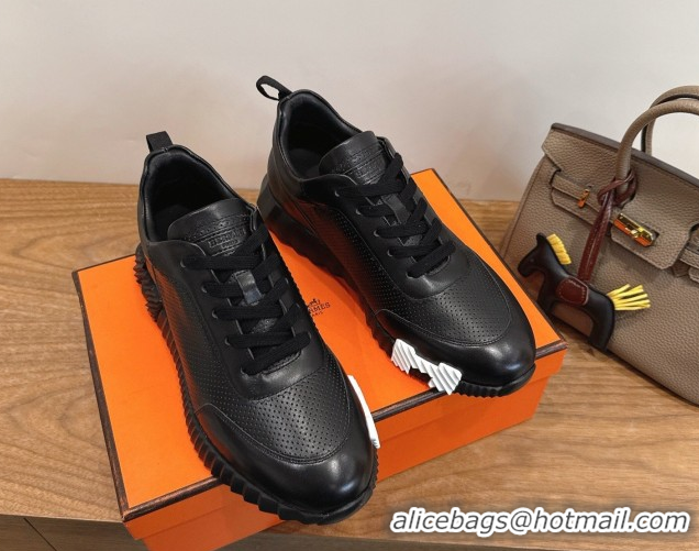 Good Quality Hermes Bouncing Sneakers in Perforated Calfskin Leather Black Upper 2026 H261013