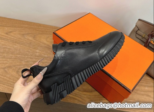 Good Quality Hermes Bouncing Sneakers in Perforated Calfskin Leather Black Upper 2026 H261013