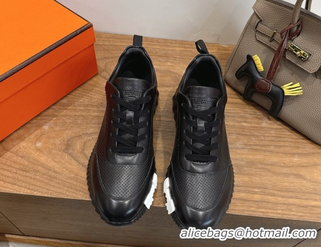 Good Quality Hermes Bouncing Sneakers in Perforated Calfskin Leather Black Upper 2026 H261013