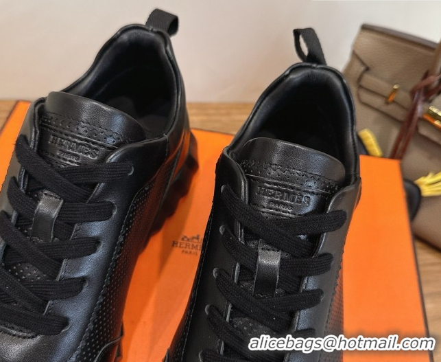 Good Quality Hermes Bouncing Sneakers in Perforated Calfskin Leather Black Upper 2026 H261013