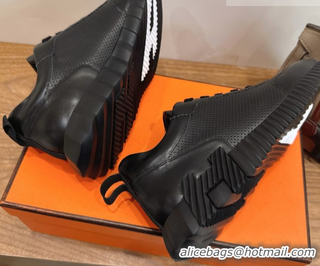 Good Quality Hermes Bouncing Sneakers in Perforated Calfskin Leather Black Upper 2026 H261013