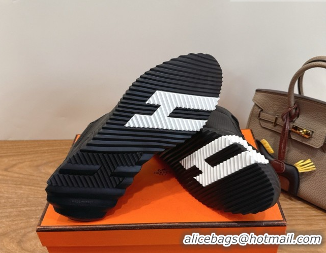 Good Quality Hermes Bouncing Sneakers in Perforated Calfskin Leather Black Upper 2026 H261013