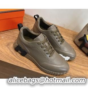 Unique Style Hermes Bouncing Sneakers in Perforated Calfskin Leather Grey2 2026 H261013