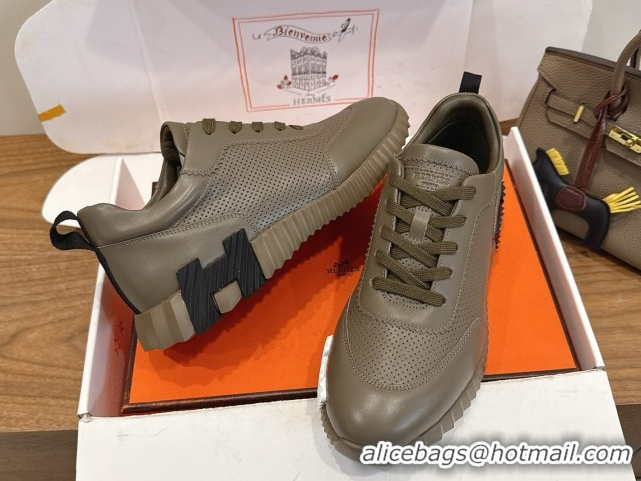 Unique Style Hermes Bouncing Sneakers in Perforated Calfskin Leather Grey2 2026 H261013