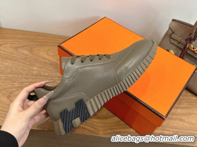 Unique Style Hermes Bouncing Sneakers in Perforated Calfskin Leather Grey2 2026 H261013