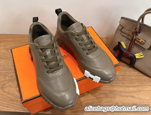 Unique Style Hermes Bouncing Sneakers in Perforated Calfskin Leather Grey2 2026 H261013