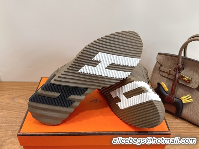 Unique Style Hermes Bouncing Sneakers in Perforated Calfskin Leather Grey2 2026 H261013