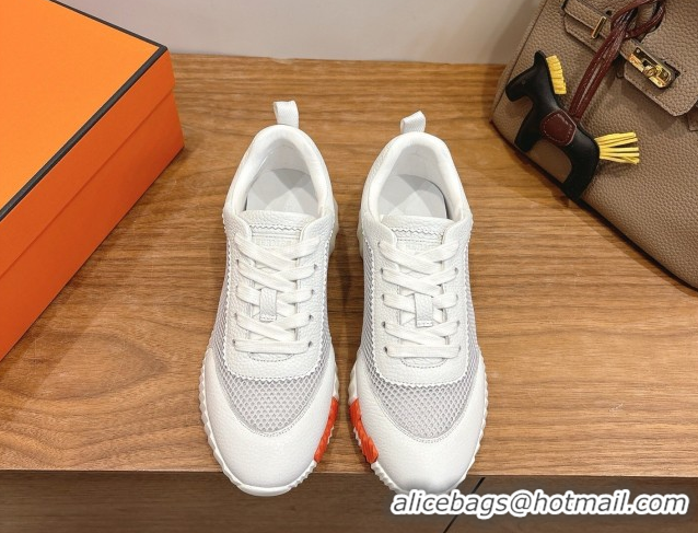 Best Price Hermes Bouncing Sneakers in Graphic Mesh and White Grained Calfskin Leather Grey 2026 0304127
