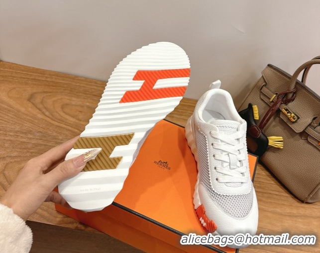 Best Price Hermes Bouncing Sneakers in Graphic Mesh and White Grained Calfskin Leather Grey 2026 0304127