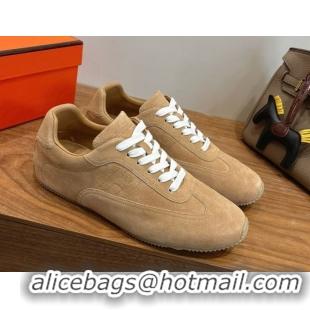 Luxurious Hermes Master Sneakers in Suede Light Brown 2026 H261010