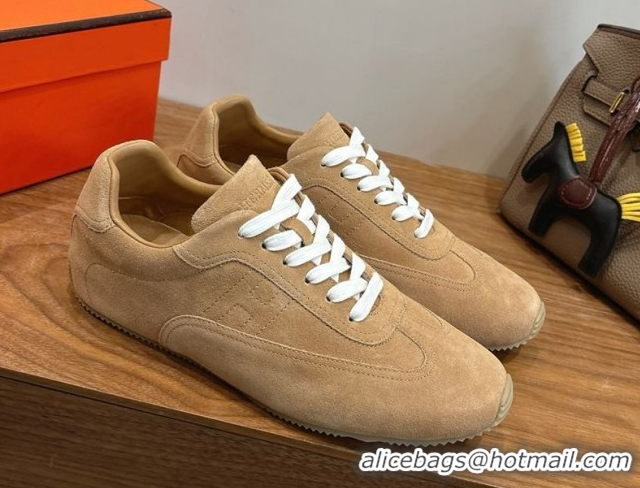 Luxurious Hermes Master Sneakers in Suede Light Brown 2026 H261010