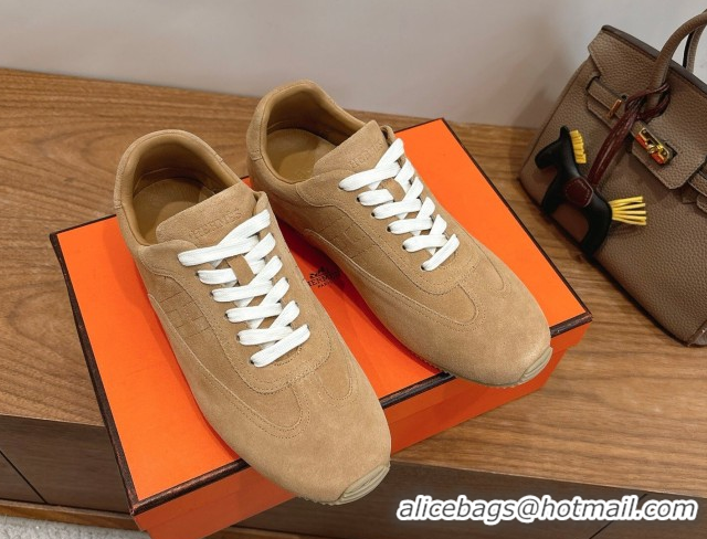 Luxurious Hermes Master Sneakers in Suede Light Brown 2026 H261010