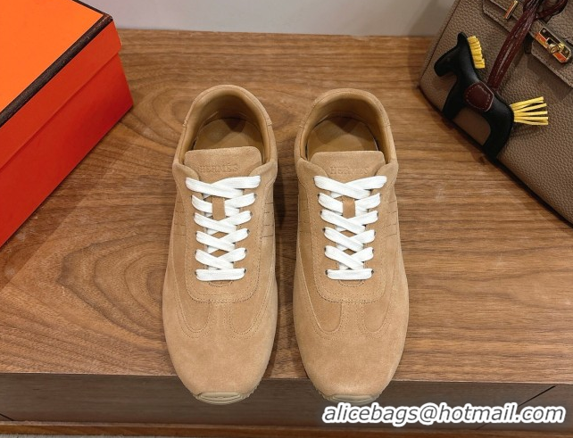 Luxurious Hermes Master Sneakers in Suede Light Brown 2026 H261010