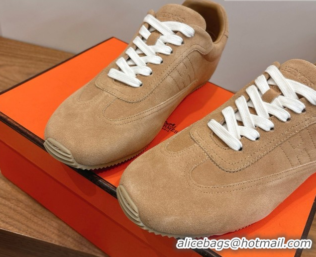Luxurious Hermes Master Sneakers in Suede Light Brown 2026 H261010