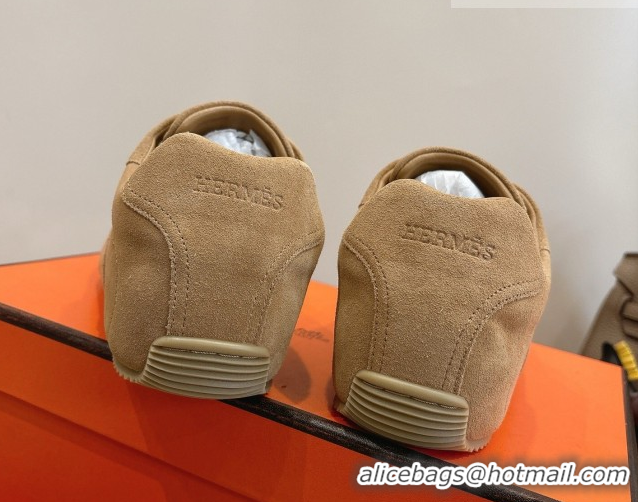 Luxurious Hermes Master Sneakers in Suede Light Brown 2026 H261010