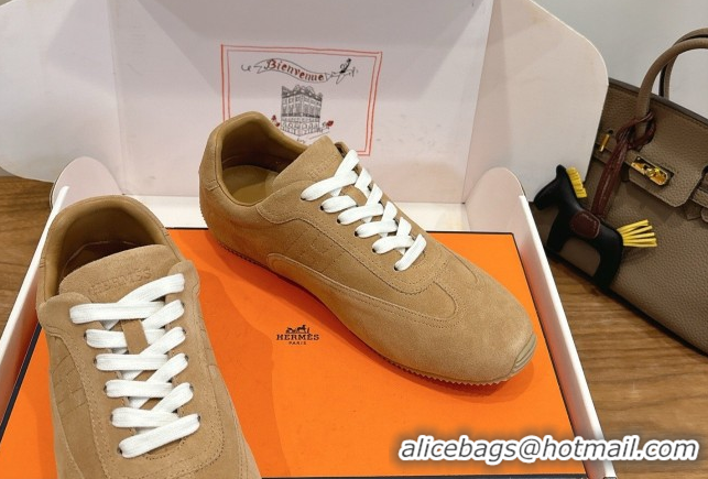 Luxurious Hermes Master Sneakers in Suede Light Brown 2026 H261010