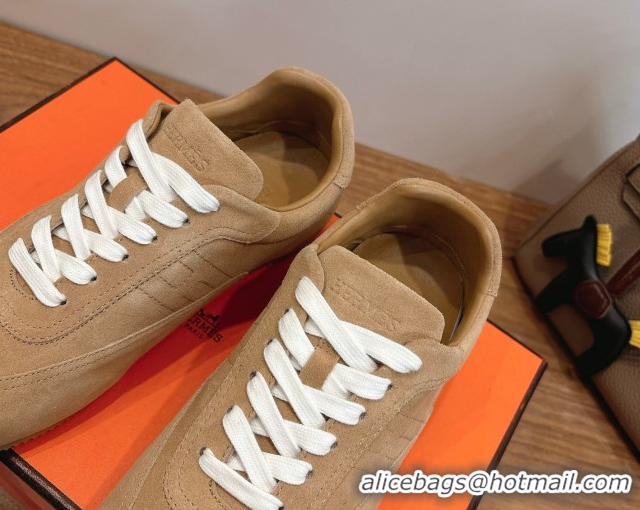 Luxurious Hermes Master Sneakers in Suede Light Brown 2026 H261010