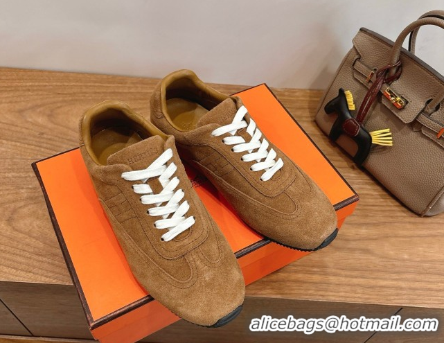 Low Cost Hermes Master Sneakers in Suede Dark Brown 2026 H261010