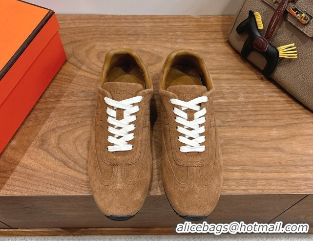 Low Cost Hermes Master Sneakers in Suede Dark Brown 2026 H261010