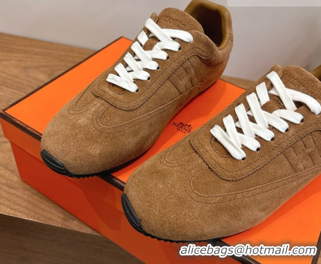 Low Cost Hermes Master Sneakers in Suede Dark Brown 2026 H261010
