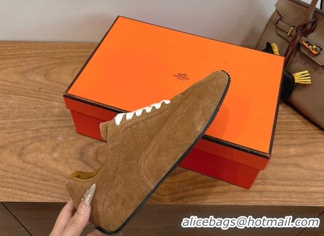 Low Cost Hermes Master Sneakers in Suede Dark Brown 2026 H261010