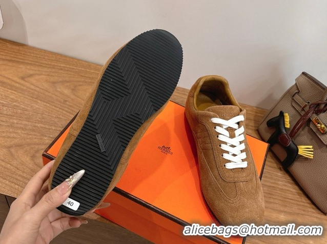 Low Cost Hermes Master Sneakers in Suede Dark Brown 2026 H261010