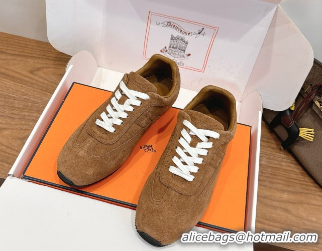 Low Cost Hermes Master Sneakers in Suede Dark Brown 2026 H261010