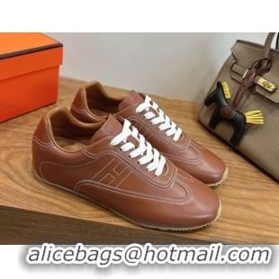 Good Quality Hermes Master Sneakers in Calfskin Leather Brown 2026 H261010