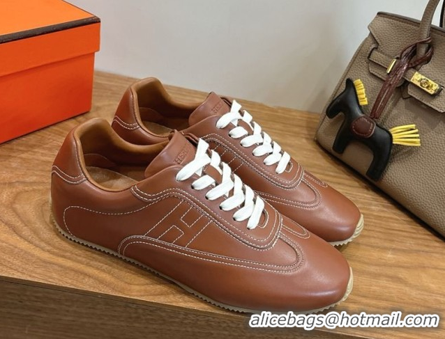 Good Quality Hermes Master Sneakers in Calfskin Leather Brown 2026 H261010