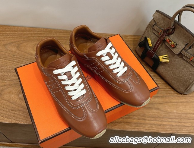 Good Quality Hermes Master Sneakers in Calfskin Leather Brown 2026 H261010