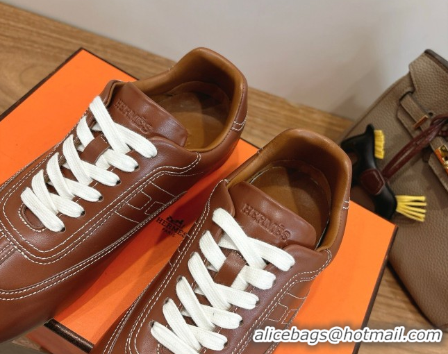 Good Quality Hermes Master Sneakers in Calfskin Leather Brown 2026 H261010